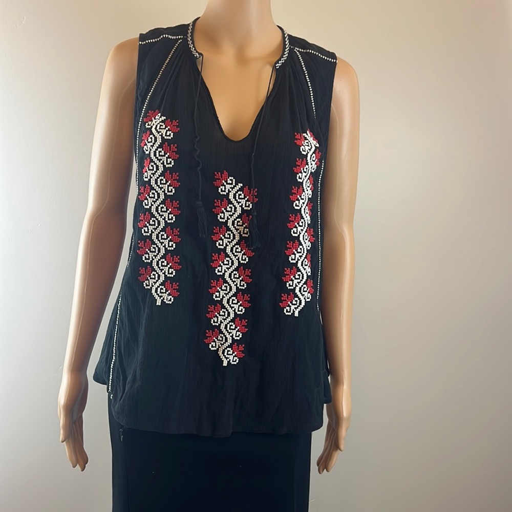Ulla Johnson Black Embroidered Cotton Top